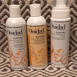 Shampoo, conditioner, styling foam.